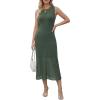 imageArachampCloz Womens Lyocell Blend Ruched Waist Patchwork Hem Summer Business Casual Shift Midi Dresses 2026Army Green