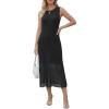 imageArachampCloz Womens Lyocell Blend Ruched Waist Patchwork Hem Summer Business Casual Shift Midi Dresses 2026Black