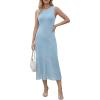 imageArachampCloz Womens Lyocell Blend Ruched Waist Patchwork Hem Summer Business Casual Shift Midi Dresses 2026Light Blue