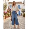 imageArachampCloz Womens Cotton Blend Stretch Adjustable Waist Denim Skirts with Pockets 2026Blue