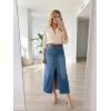 imageArachampCloz Womens Cotton Blend Stretch Adjustable Waist Denim Skirts with Pockets 2026Blue