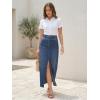 imageArachampCloz Womens Cotton Blend Stretch Adjustable Waist Denim Skirts with Pockets 2026Dark Blue