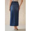 imageArachampCloz Womens Cotton Blend Stretch Adjustable Waist Denim Skirts with Pockets 2026Dark Blue