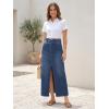 imageArachampCloz Womens Cotton Blend Stretch Adjustable Waist Denim Skirts with Pockets 2026Dark Blue