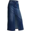 imageArachampCloz Womens Cotton Blend Stretch Adjustable Waist Denim Skirts with Pockets 2026Pdark Blue