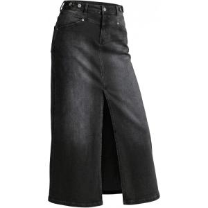 imageArachampCloz Womens Cotton Blend Stretch Adjustable Waist Denim Skirts with Pockets 2026Black