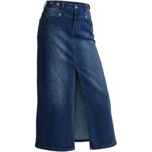 imageArachampCloz Womens Cotton Blend Stretch Adjustable Waist Denim Skirts with Pockets 2026Dark Blue