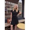 imageArachampCloz Womens Wool Blend Knit 2 Piece Sets Summer Casual Cap Sleeve Tops Pleated Mini Skirt Outfits 2026Black