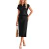 imageArachampCloz Womens Soft 2 Piece Sets Summer Polo Shirt and Midi Skirt Sweaters 2026 OutfitsBlack