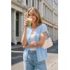 imageArachampCloz Womens Wool Blend Oversized Lightweight Cardigan Short Sleeve Summer Casual Sweaters TopsLight Blue
