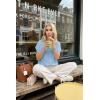 imageArachampCloz Womens Wool Blend Oversized Lightweight Cardigan Short Sleeve Summer Casual Sweaters TopsLight Blue