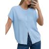 imageArachampCloz Womens Wool Blend Oversized Lightweight Cardigan Short Sleeve Summer Casual Sweaters TopsLight Blue