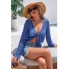 imageArachampCloz Womens Linen Blend Tie Front Bolero Shrug Beach Cover Up 2026Navy