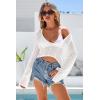 imageArachampCloz Womens Linen Blend Tie Front Bolero Shrug Beach Cover Up 2026White
