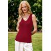 imageArachampCloz Womens Wool Blend Slim Fit Sweaters Non See Through Double VNeck AllSeason Tank 2026Burgundy Red