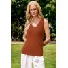 imageArachampCloz Womens Wool Blend Slim Fit Sweaters Non See Through Double VNeck AllSeason Tank 2026Caramel