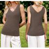 imageArachampCloz Womens Wool Blend Slim Fit Sweaters Non See Through Double VNeck AllSeason Tank 2026Coffee