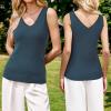 imageArachampCloz Womens Wool Blend Slim Fit Sweaters Non See Through Double VNeck AllSeason Tank 2026Dark Blue