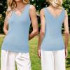 imageArachampCloz Womens Wool Blend Slim Fit Sweaters Non See Through Double VNeck AllSeason Tank 2026Light Blue