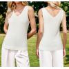 imageArachampCloz Womens Wool Blend Slim Fit Sweaters Non See Through Double VNeck AllSeason Tank 2026Offwhite