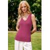 imageArachampCloz Womens Wool Blend Slim Fit Sweaters Non See Through Double VNeck AllSeason Tank 2026Rose Red