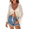 imageArachampCloz Womens Linen Blend Tie Front Bolero Shrug Beach Cover Up 2026Apricot