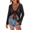 imageArachampCloz Womens Linen Blend Tie Front Bolero Shrug Beach Cover Up 2026Black