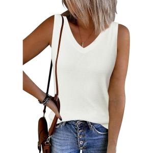 imageArachampCloz Womens Wool Blend Slim Fit Sweaters Non See Through Double VNeck AllSeason Tank 2026Offwhite