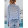 imageArachampCloz Womens Cropped Cardigan Linen Blend Crochet Tie Front Lightweight Summer Beach ShrugBlue