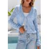 imageArachampCloz Womens Cropped Cardigan Linen Blend Crochet Tie Front Lightweight Summer Beach ShrugBlue