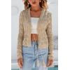 imageArachampCloz Womens Cropped Cardigan Linen Blend Crochet Tie Front Lightweight Summer Beach ShrugKhaki
