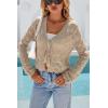 imageArachampCloz Womens Cropped Cardigan Linen Blend Crochet Tie Front Lightweight Summer Beach ShrugKhaki