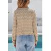 imageArachampCloz Womens Cropped Cardigan Linen Blend Crochet Tie Front Lightweight Summer Beach ShrugKhaki