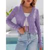 imageArachampCloz Womens Cropped Cardigan Linen Blend Crochet Tie Front Lightweight Summer Beach ShrugPurple