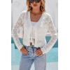 imageArachampCloz Womens Cropped Cardigan Linen Blend Crochet Tie Front Lightweight Summer Beach ShrugWhite