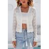 imageArachampCloz Womens Cropped Cardigan Linen Blend Crochet Tie Front Lightweight Summer Beach ShrugWhite