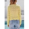 imageArachampCloz Womens Cropped Cardigan Linen Blend Crochet Tie Front Lightweight Summer Beach ShrugYellow