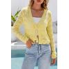 imageArachampCloz Womens Cropped Cardigan Linen Blend Crochet Tie Front Lightweight Summer Beach ShrugYellow