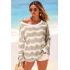 imageArachampCloz Womens Linen Blend Crochet Bell Sleeve Striped Beach Vacation Tops 2026Apricot Stripe