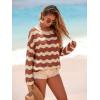 imageArachampCloz Womens Linen Blend Crochet Bell Sleeve Striped Beach Vacation Tops 2026Terracotta Stripe