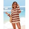 imageArachampCloz Womens Linen Blend Crochet Bell Sleeve Striped Beach Vacation Tops 2026Terracotta Stripe
