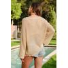 imageArachampCloz Womens Linen Summer Fall Lightweight Crochet Tops Beach Cover Up 2025Apricot