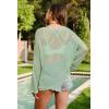 imageArachampCloz Womens Linen Summer Fall Lightweight Crochet Tops Beach Cover Up 2025Green