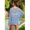 imageArachampCloz Womens Linen Summer Fall Lightweight Crochet Tops Beach Cover Up 2025Light Blue