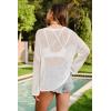 imageArachampCloz Womens Linen Summer Fall Lightweight Crochet Tops Beach Cover Up 2025Offwhite