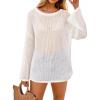imageArachampCloz Womens Linen Summer Fall Lightweight Crochet Tops Beach Cover Up 2025Offwhite