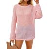 imageArachampCloz Womens Linen Summer Fall Lightweight Crochet Tops Beach Cover Up 2025Pink
