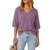 imageArachampCloz Womens Wool Blend Elbow Sleeve Summer Oversized Casual SweaterLavender