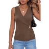 imageArachampCloz Womens Lightweight Lyocell Blend Wrap V Neck Sweater Vest Dressy Casual Going Out TopsCoffee