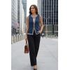 imageArachampCloz Womens 100 Cotton Crewneck Business Casual Contrast Trim Button Front Sweater Vests 2026Navy